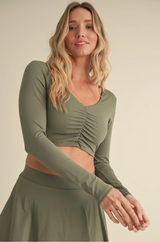 Ruched Long Sleeve Crop Top