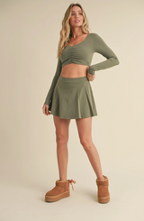 Ruched Long Sleeve Crop Top