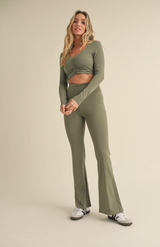 Ruched Long Sleeve Crop Top