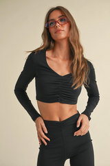 Ruched Long Sleeve Crop Top