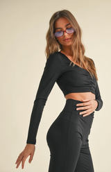 Ruched Long Sleeve Crop Top