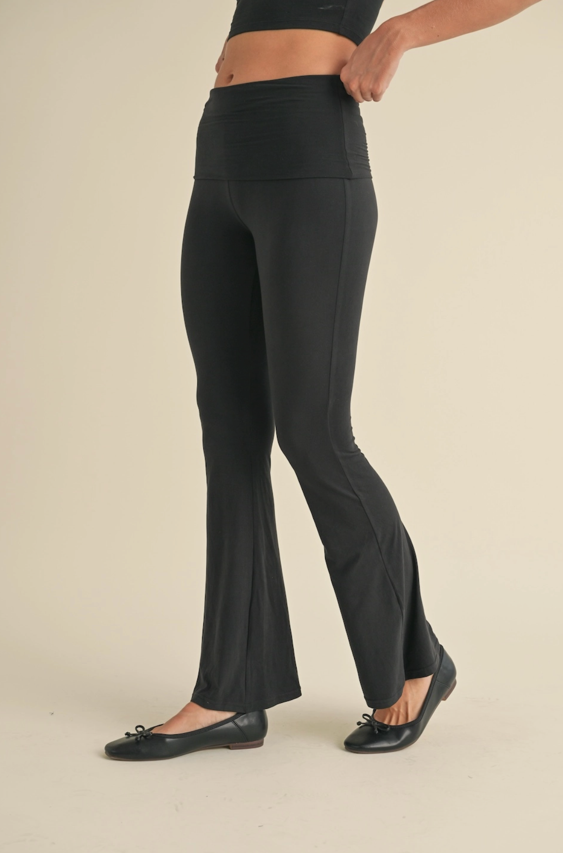 Soft Knit Foldover Flare Pants