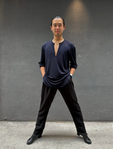 Navy Blue Loose Fit V Shirt