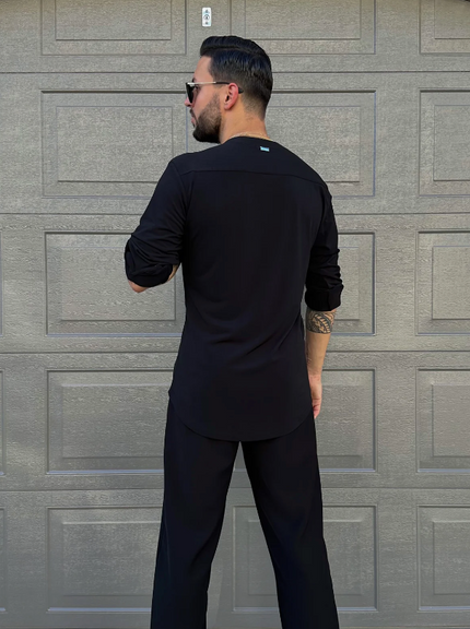 Black Deep V Dress Shirt