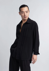 Pleated Collared Dress Shirt
