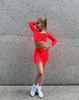 Neon Red Long Sleeve Crop Top