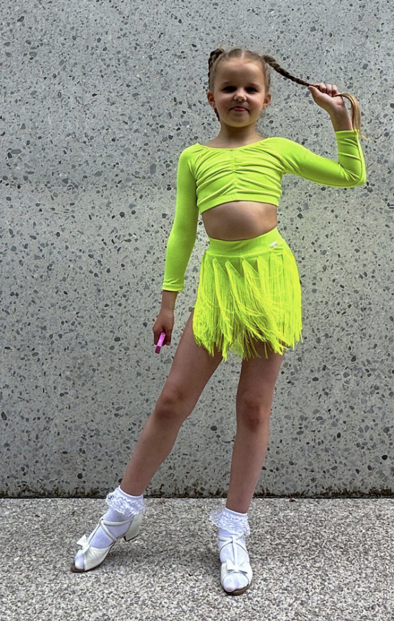 Neon Yellow Long Sleeve Crop Top