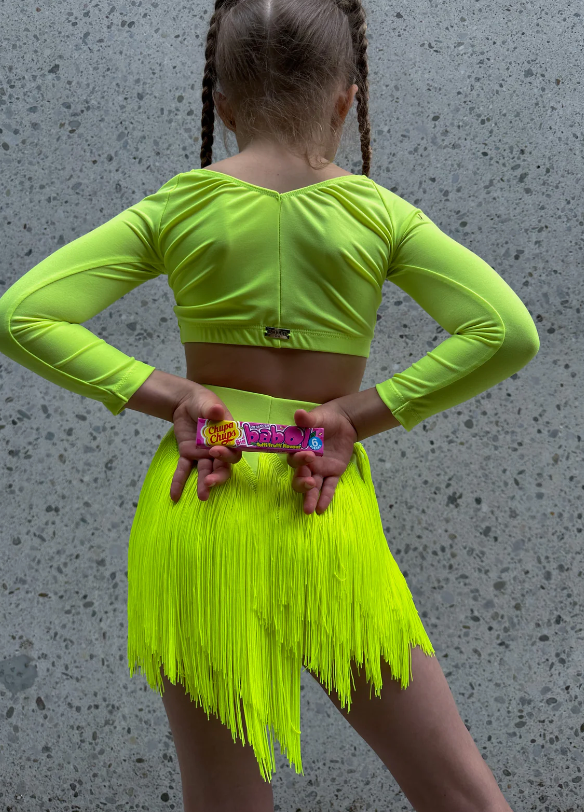 Neon Yellow Long Sleeve Crop Top