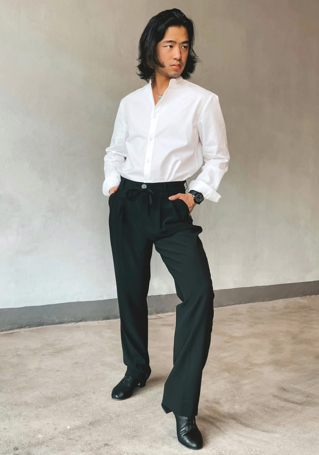 Black Classic Pleat Pants