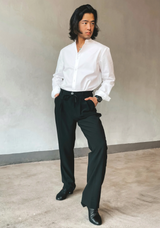Black Classic Pleat Pants