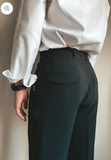 Black Classic Pleat Pants