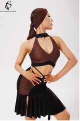 Deep V hanging neck suspender top