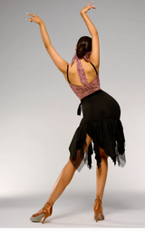 Velvet waist-tied irregular skirt