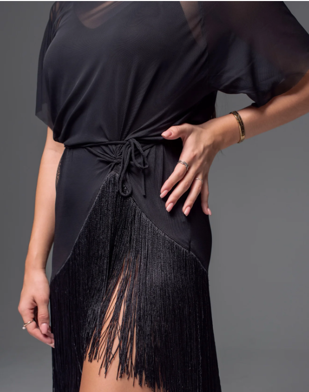Oversized Net T-shirt with fringe
