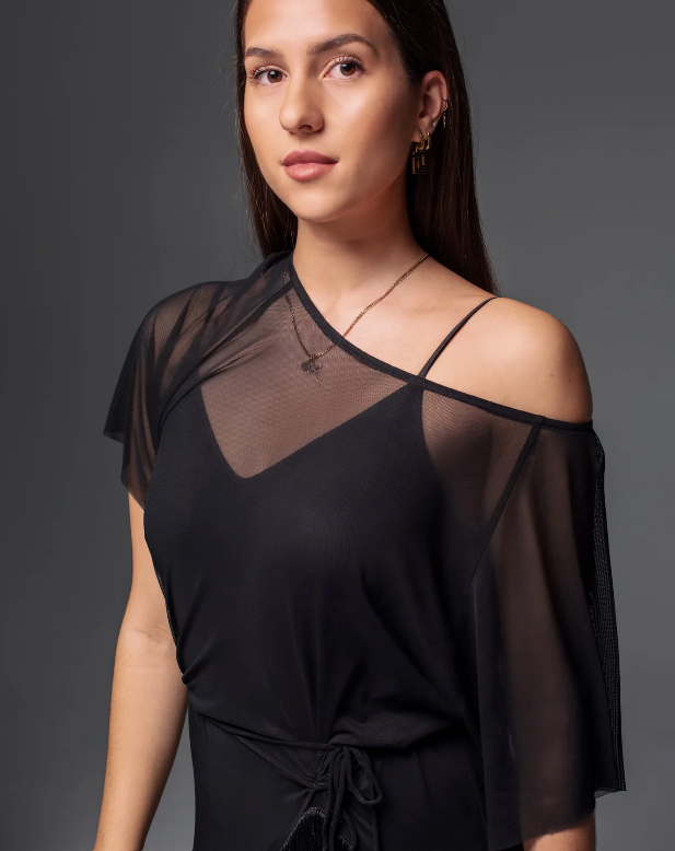 Netr T Shirt Oversized Net T-Shirt With Fringe – Esther Dancewear