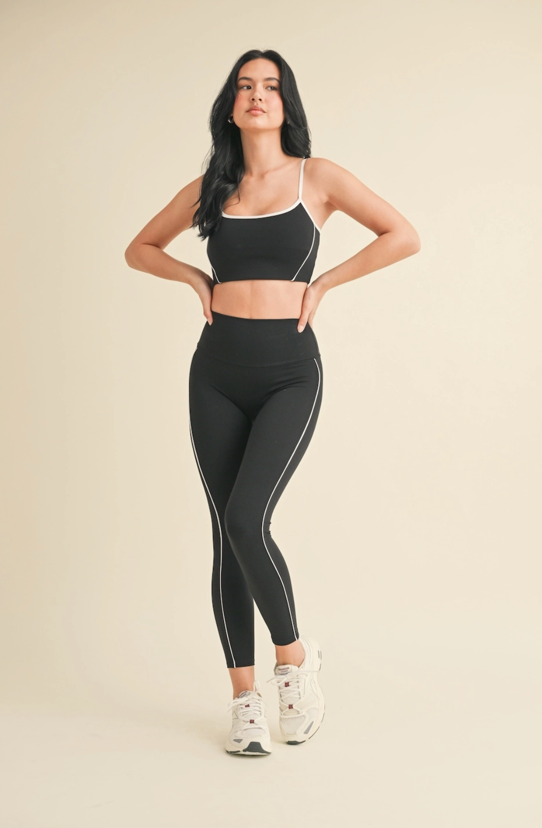 Piping Detail Crop Tank and Leggings Set