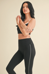 Piping Detail Crop Tank and Leggings Set