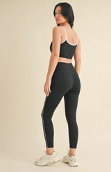 Piping Detail Crop Tank and Leggings Set