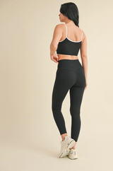 Piping Detail Crop Tank and Leggings Set