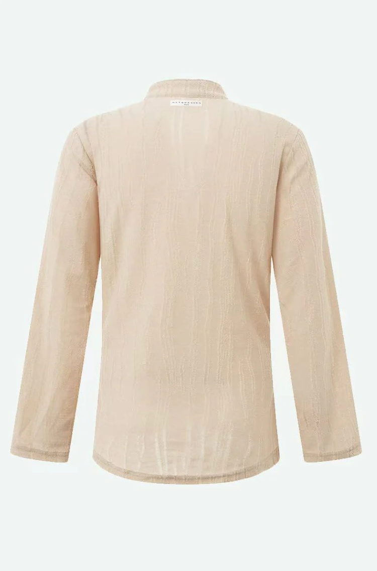 Wave Textured Cream Button Up