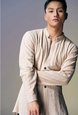 Wave Textured Cream Button Up