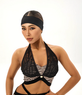 Floating Mesh Deep V Neck Top