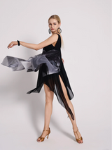 Ink-Wash Sheer Panel Dress