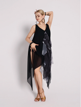 Ink-Wash Sheer Panel Dress