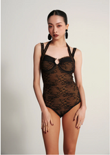 Lace Double Shoulder Leotard