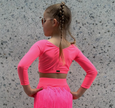 Sugar Pink Long Sleeve Crop Top