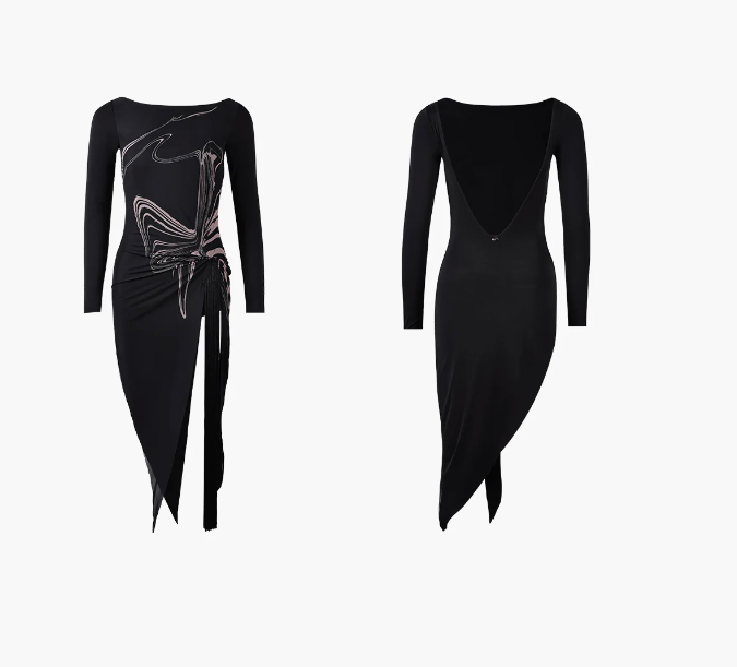 Swirl Strike Black Dress