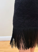 Velvet and Lace Dress with Fringe