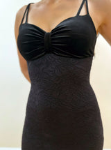 Velvet and Lace Dress with Fringe