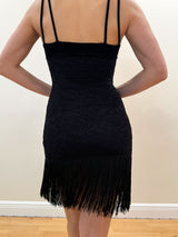 Velvet and Lace Dress with Fringe