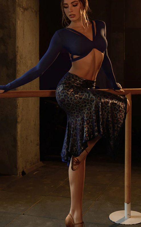 Glint Skirt- Blue Leopard