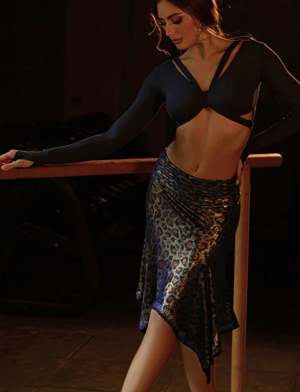 Glint Skirt- Blue Leopard