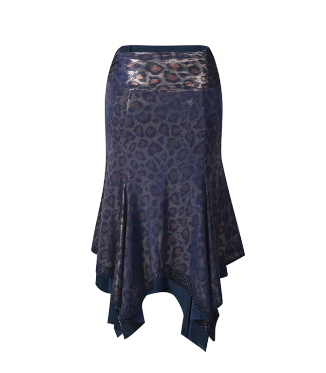Glint Skirt- Blue Leopard
