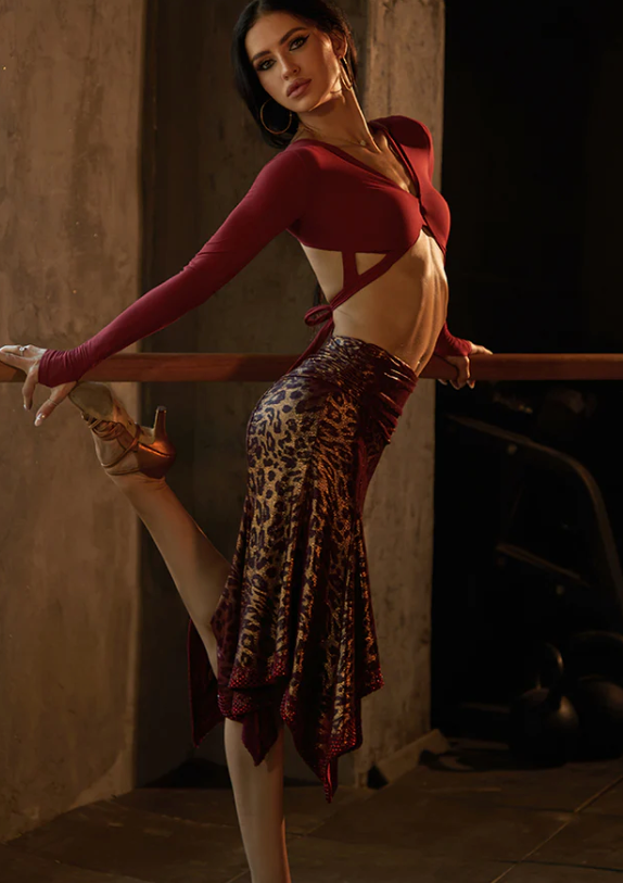 Glint Skirt- Red Leopard