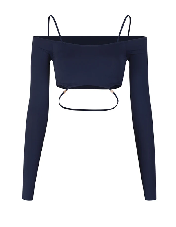 Off Crop Top- Navy