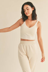 Cream Aligned Tank Top