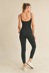 Black Body Hugging 7/8 Length Jumpsuit