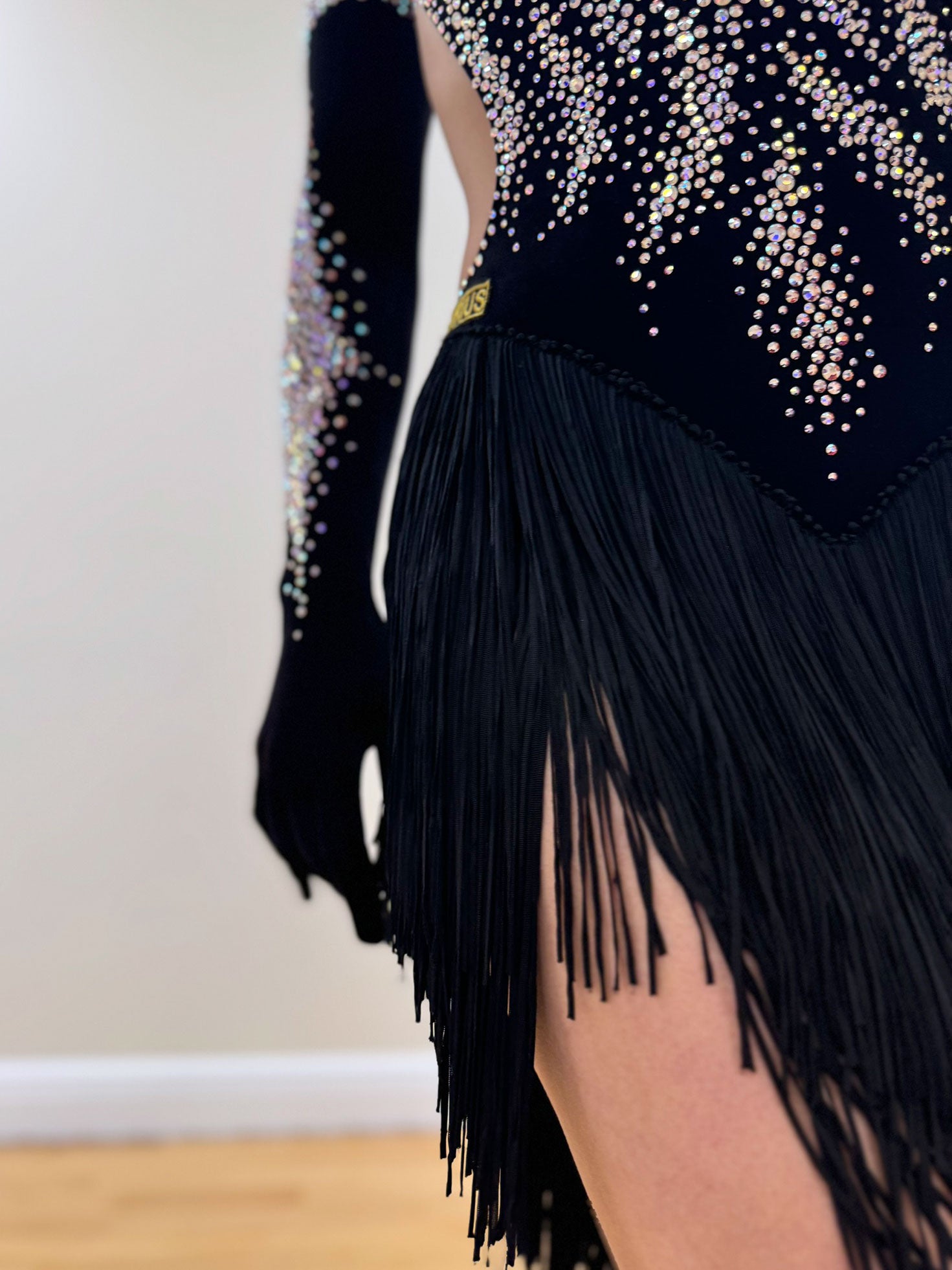 Latin Dress with Crushed Velvet and AB Stones