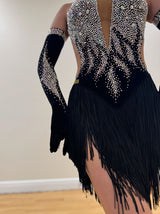 Latin Dress with Crushed Velvet and AB Stones